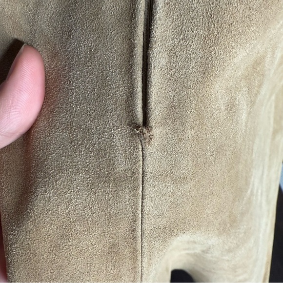 Polo Ralph Lauren lambs Leather Suede Lace Front tan dress - Picture 4 of 4